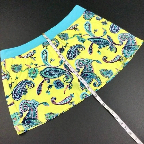 NWT Womens Yellow Tortoise Blue Paisley Mini A-Line Skort Skirt Size Plus 24W - Picture 5 of 8
